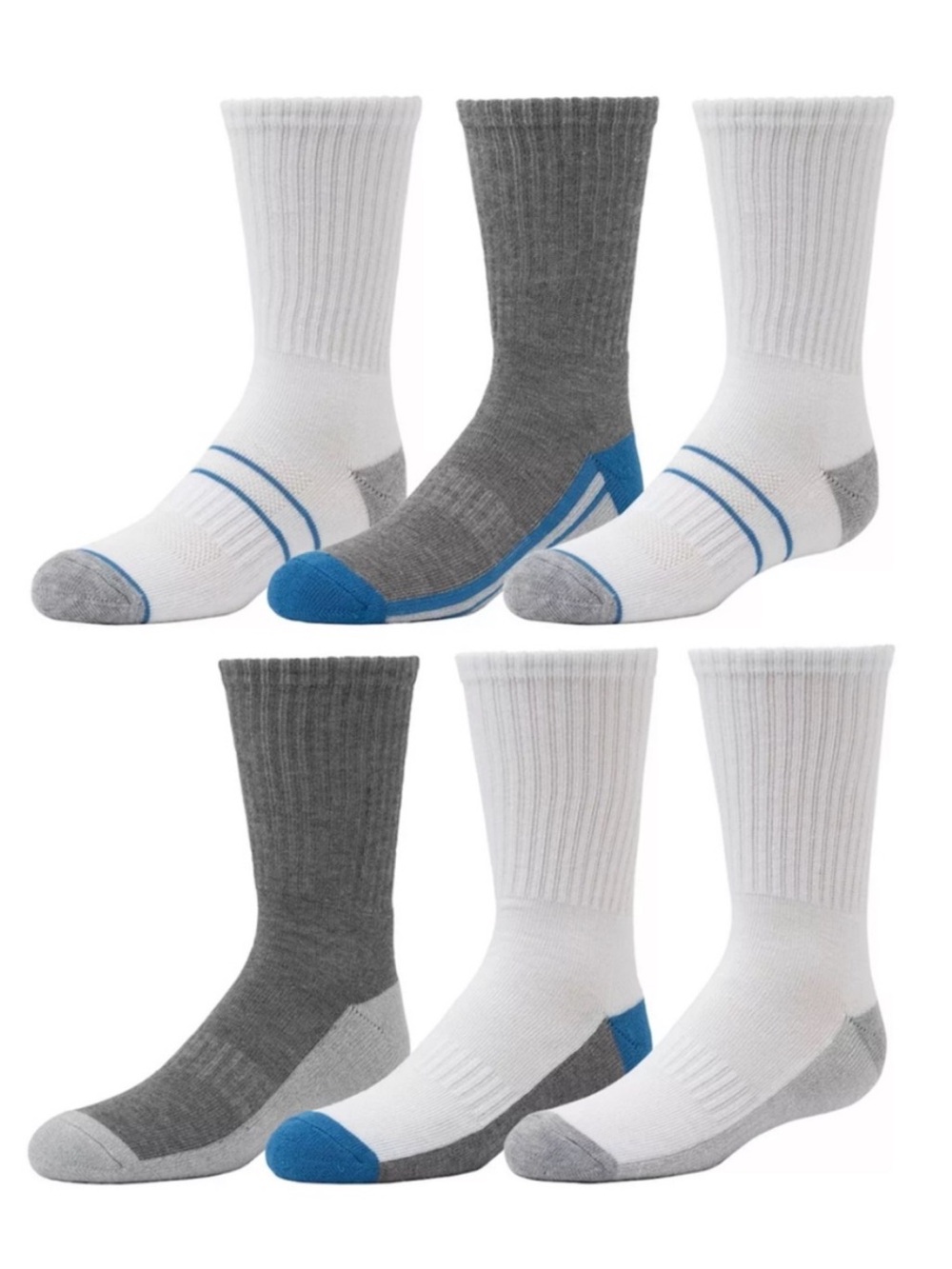 Tek Gear Boys Cushioned 6 Pack Athletic Performance Crew Socks
